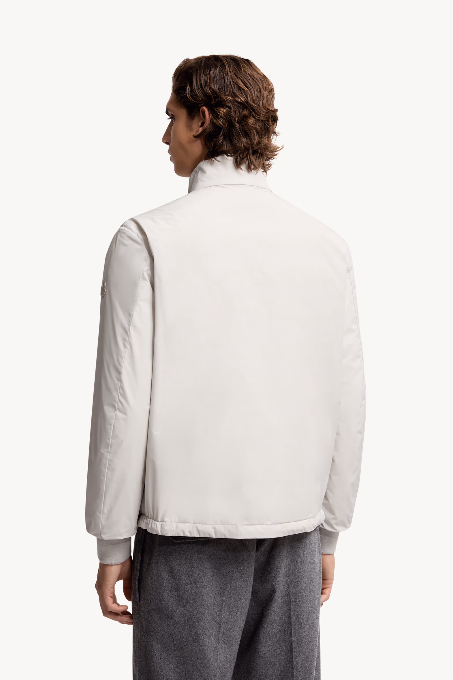 Plumífero corto con ribetes de piel Lanques Hombre Gris Hielo Moncler 5